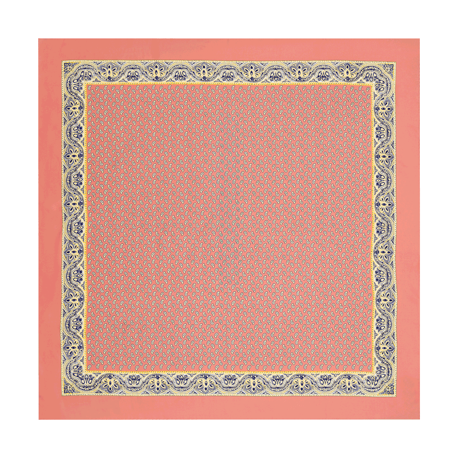 Ausgelegtes Seidenfoulard leGlaronais Lightcoral – Kollektion von leFoulard, inspiriert vom Glarner Tüechli